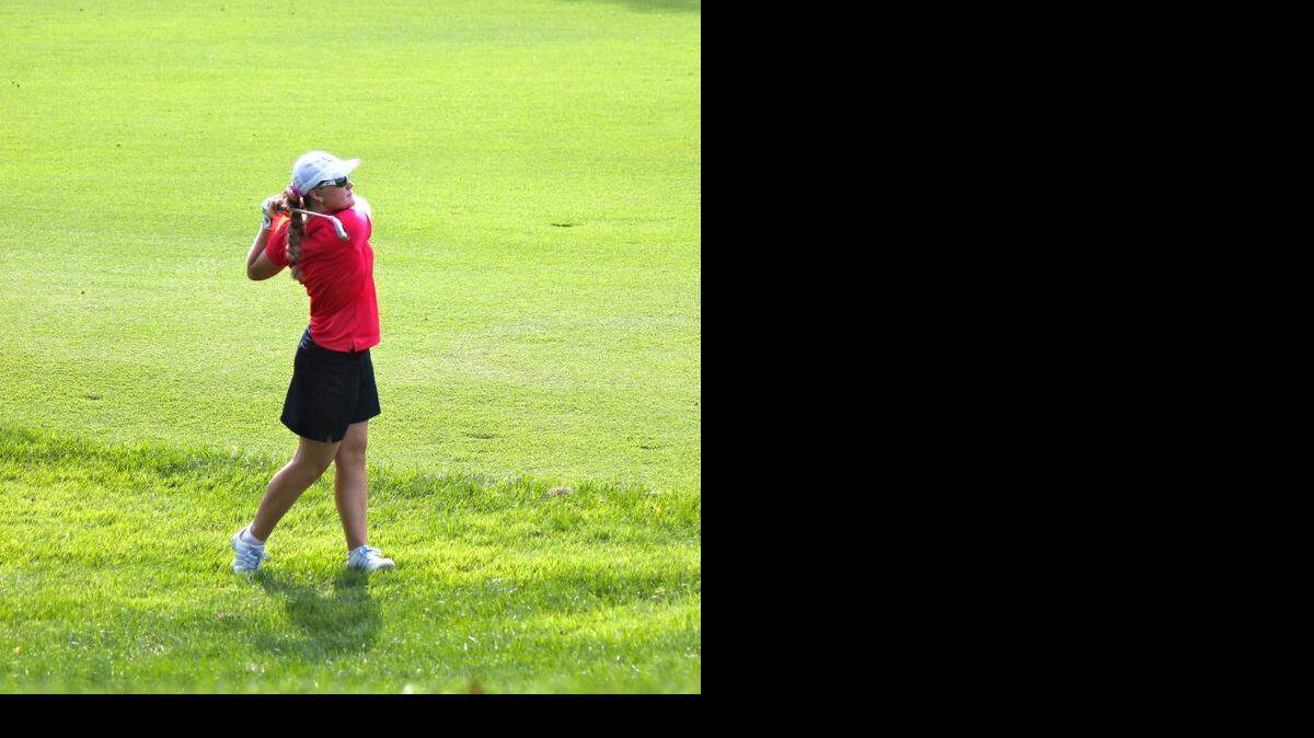 
Jean Tyrrell, seen here in a tournament last summer, won the Kansas Class 6A girls golf state tournament on Monday in Topeka. She was sparked by an even-par 35 on the back nine at the Topeka Country Club.

