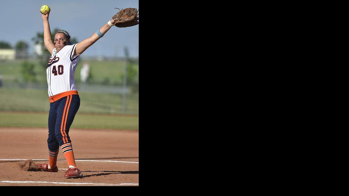 
Allison Stewart of Olathe East, seen here pitching in the Class 6A state tournament, has been named the Gatorade Kansas Softball Player of the Year.
