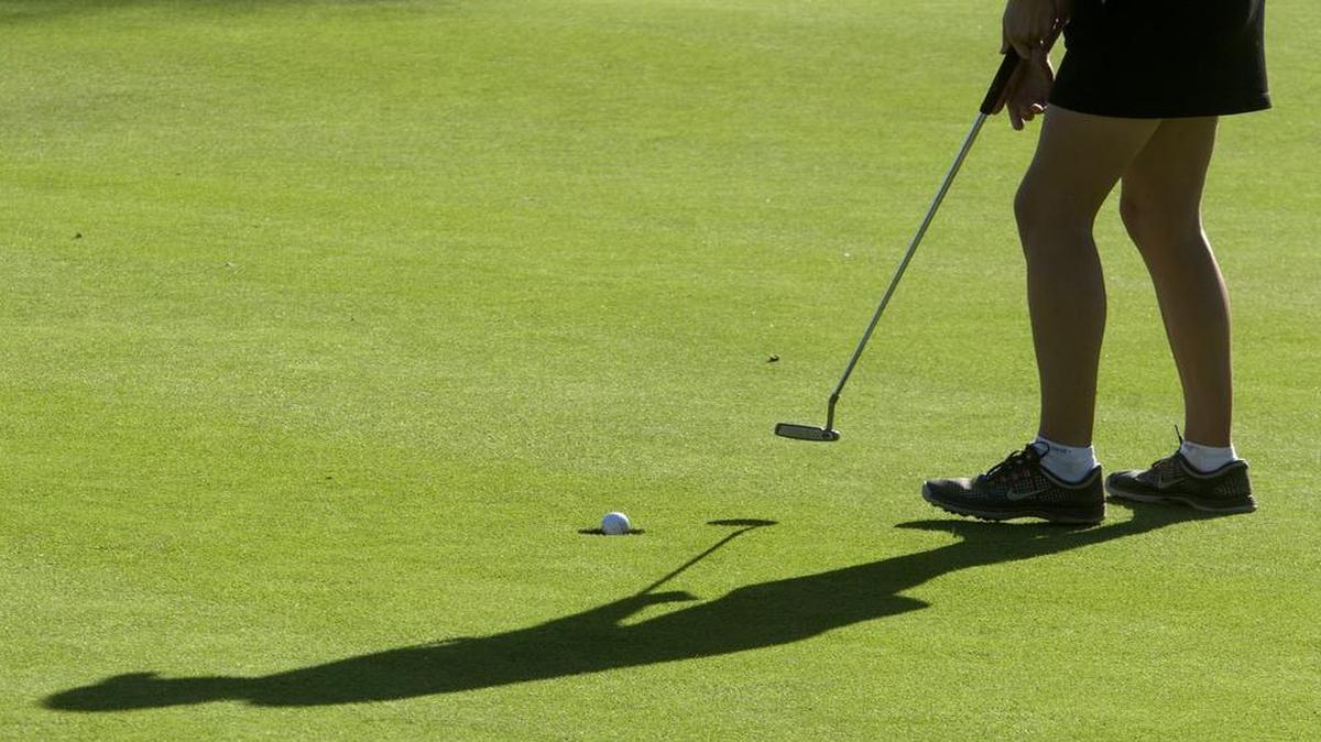 
At the 18th green, a putt into the cup ended the round for Blue Valley West’s Alex Larson. She shot an 84, good for first place at the Kansas Class 6A regional tournament on Monday at Heritage Park Golf Course.
