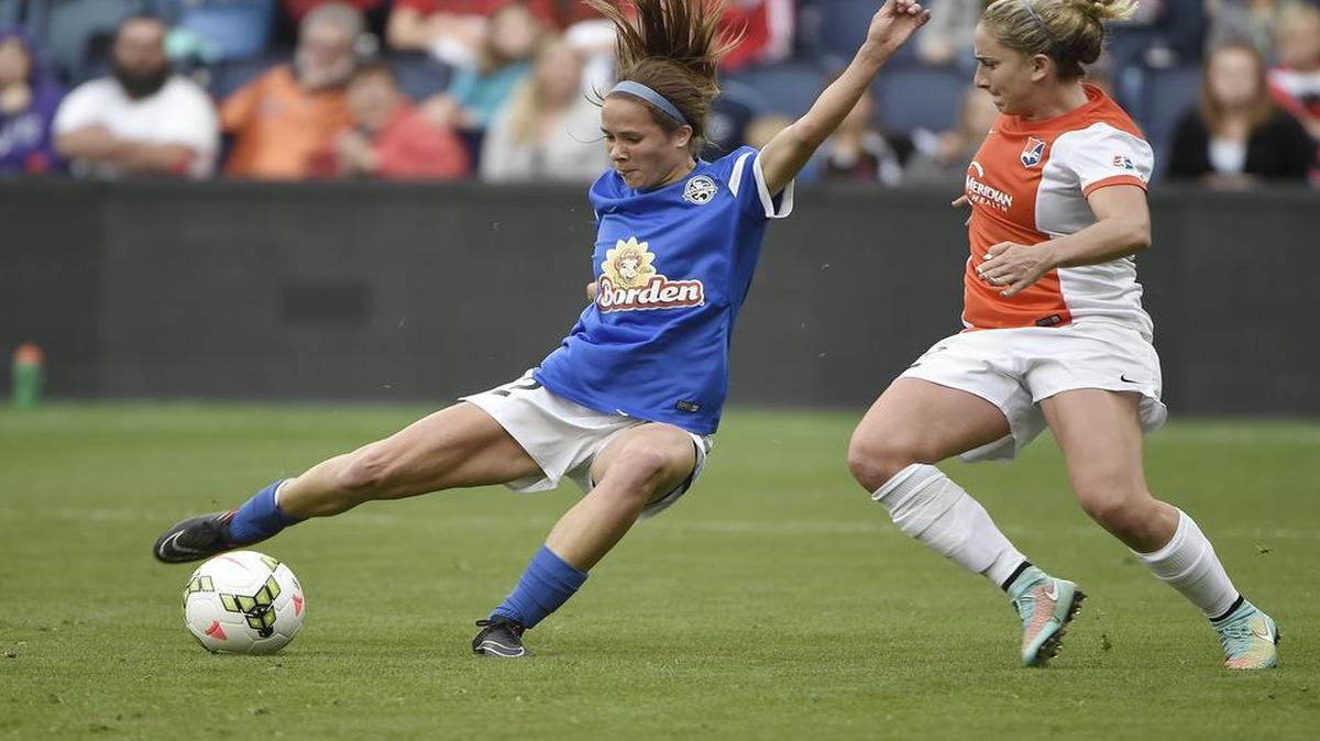 
FC Kansas City forward and Liberty High School graduate Shea Groom (left) is taking on a greater role with the absence of four U.S. Women’s National Team members.
