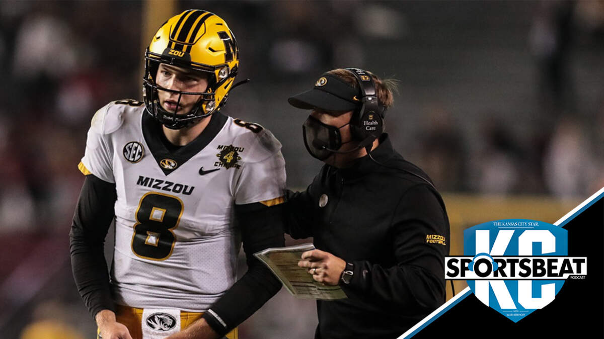 Mizzou quarterback Connor Bazelak and head coach Eli Drinkwitz in Columbia, SC., November, 2020.