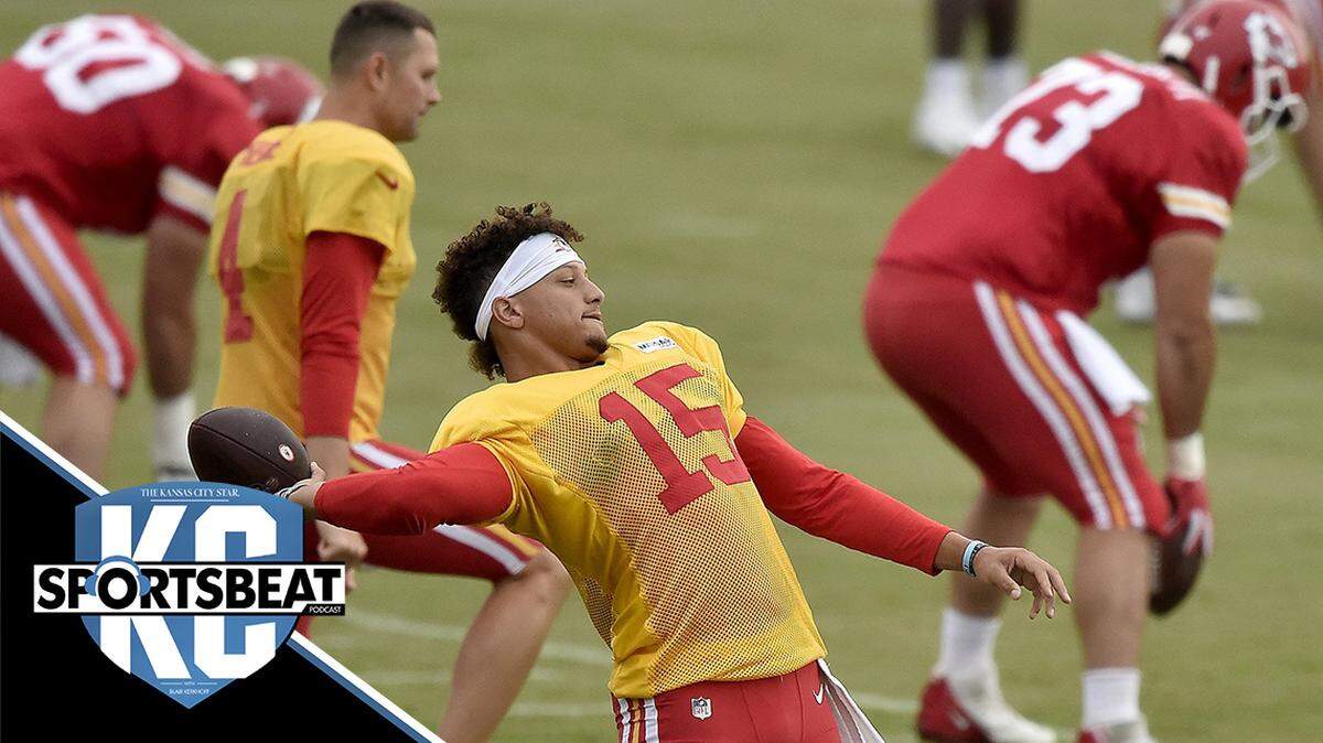 Quarterback Patrick Mahomes (15) warms up during the Kansas City Chiefs training camp at Missouri Western State University in St. Joseph, Missouri, Thursday, Aug. 8, 2019.