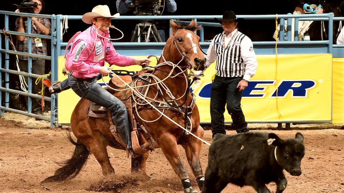 Tyson Durfey, who was raised in Savannah, Mo., won the world championship in tie-down roping at the National Finals Rodeo in Las Vegas on December 10, 2016.