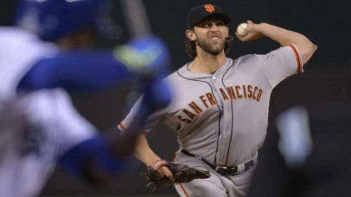 
San Francisco Giants starting pitcher Madison Bumgarner got the save in game seven of the World Series against the Royals in Kauffman Stadium after getting wins in games one and four.


