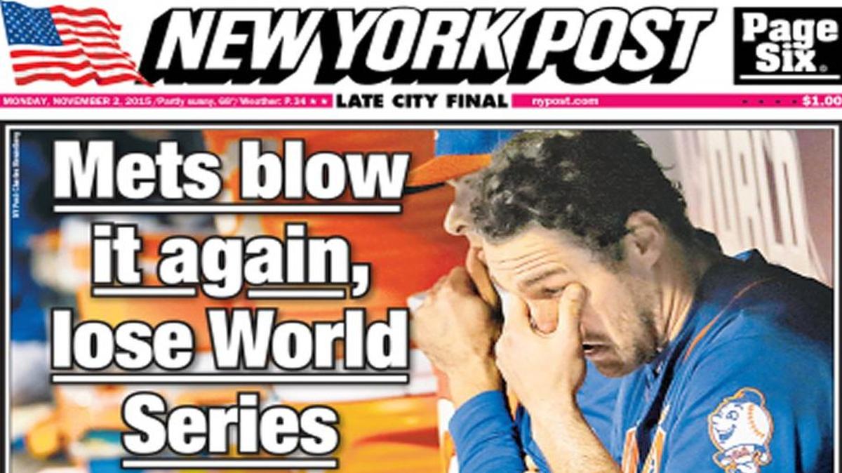 The New York Post summed up the Mets loss in a way only the New York Post can do.