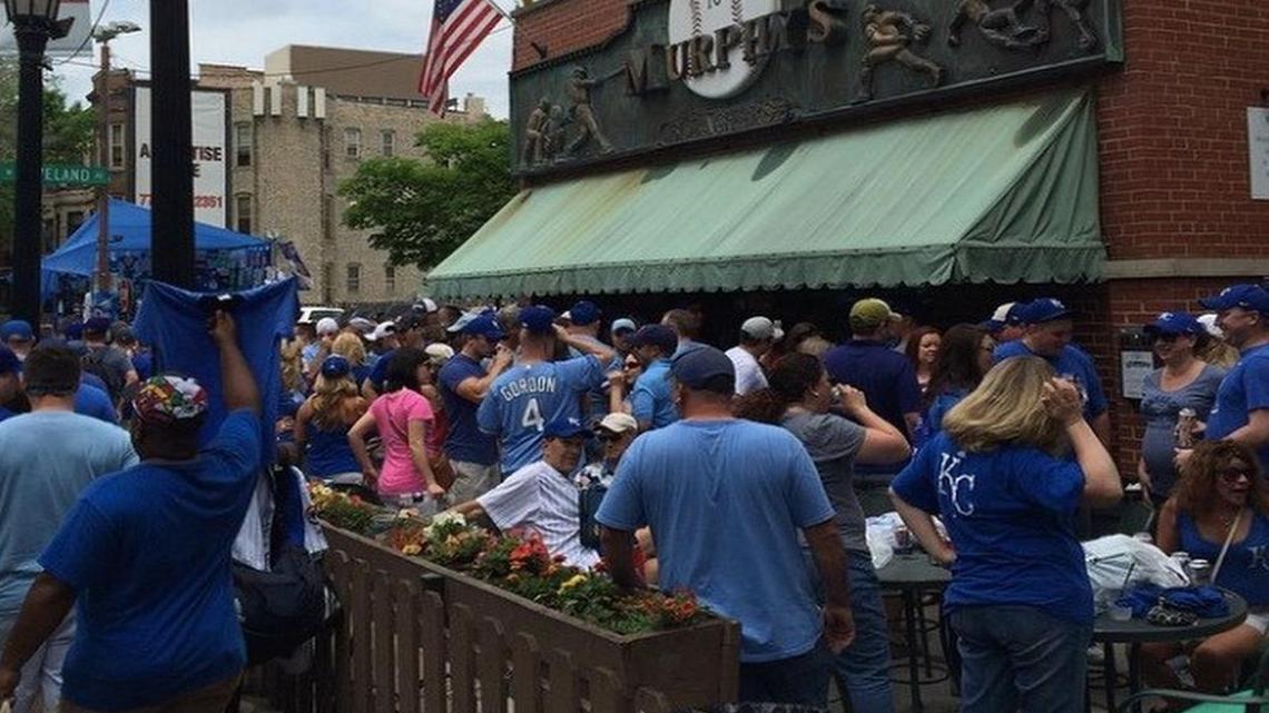 The Wrigleyville drinking establishments had a lot of visitors from Kansas City when the Royals played there in 2015.