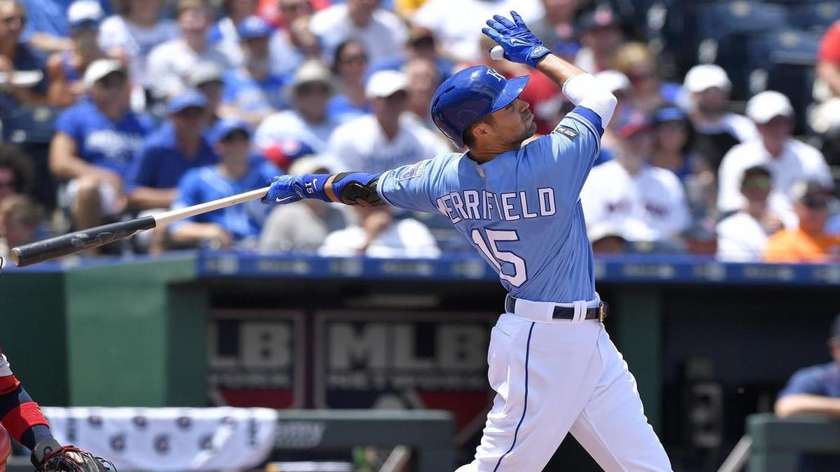Whit Merrifield followed through on a sacrifice fly that scored Alcides Escobar in the third inning of the Royals’ 6-4 win over the Boston Red Sox on Wednesday at Kauffman Stadium.