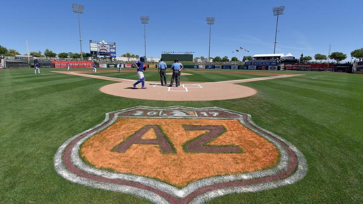 The Kansas City Royals take the field for their final 2017 spring training game, against the Texas Rangers last March in Surprise, Arizona.