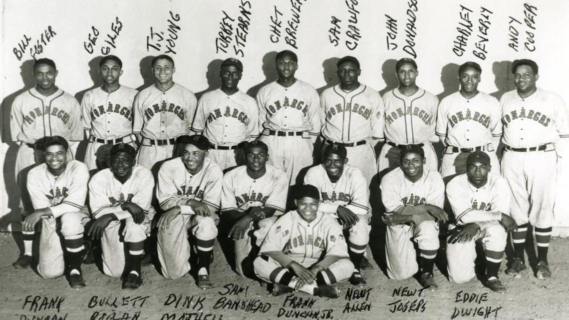 Andy Cooper is pictured at the far right in this historical photo of the Kansas City Monarchs, circa the 1920s.