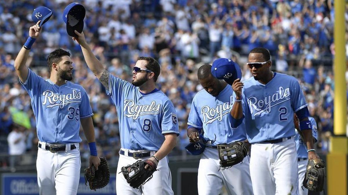 Eric Hosmer, Mike Moustakas, Lorenzo Cain and Alcides Escobar (from left) will become free agents after the World Series.