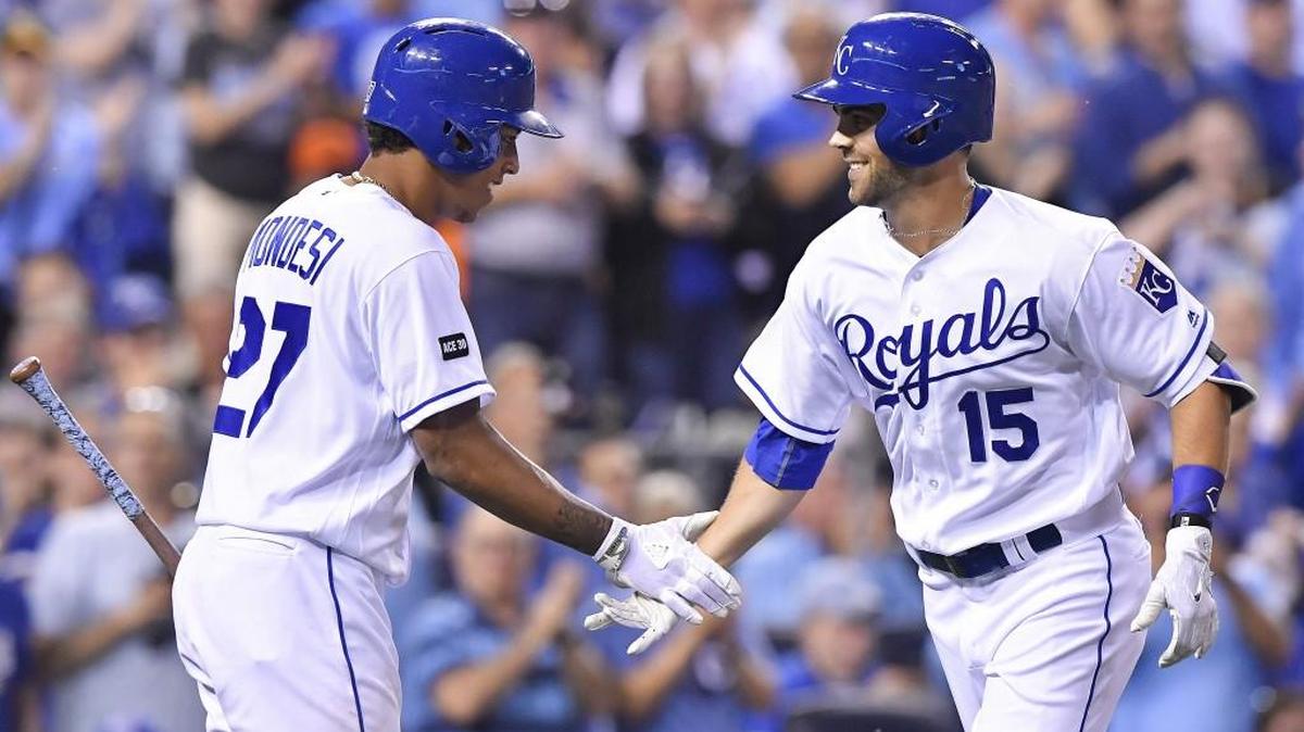 Whit Merrifield (right) was in the leadoff spot for the Royals on Sunday.
