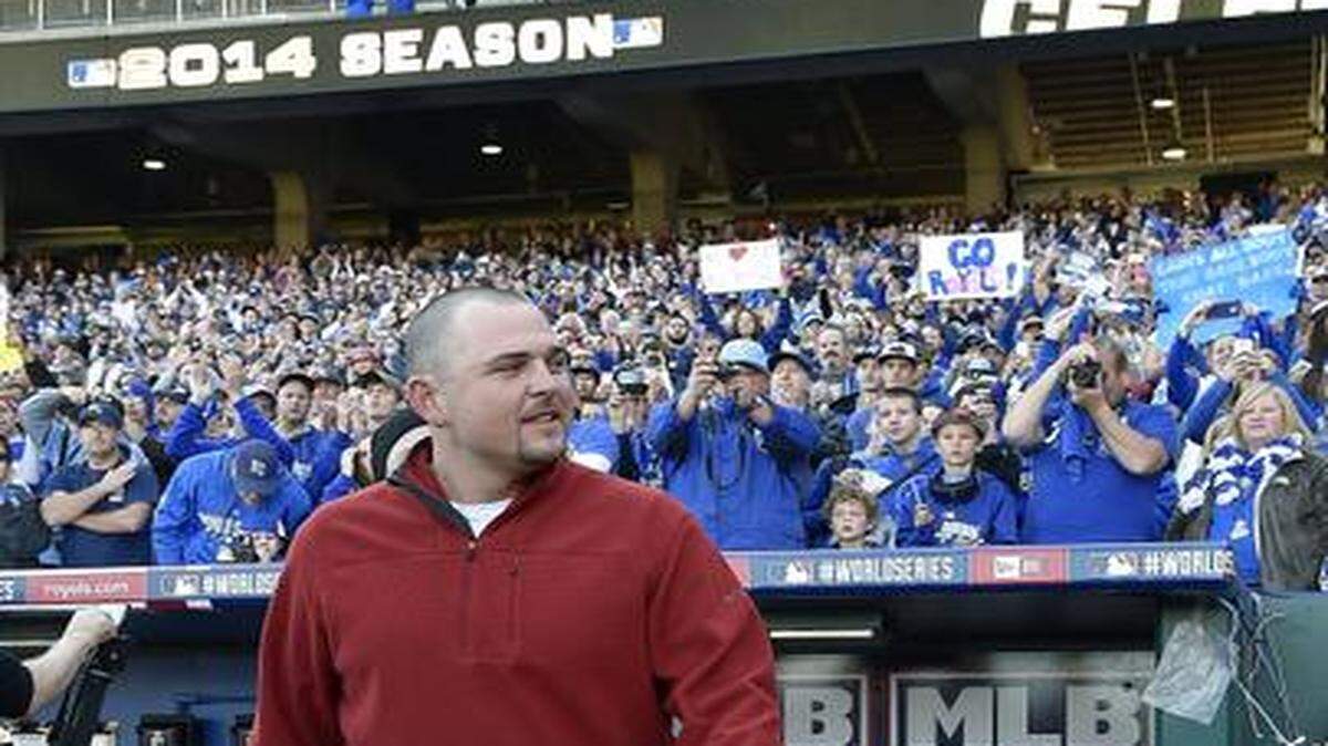 
Royals designated hitter Billy Butler walked onto the field during Thursday’s 2014 Season Celebration at Kauffman Stadium in Kansas City, Mo.
