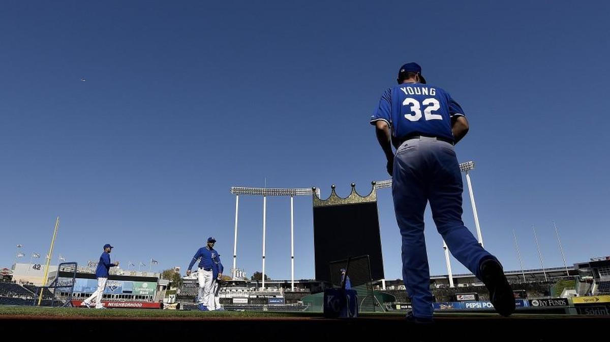 
Pitcher Chris Young took the field at Kauffman Stadium Tuesday for the team’s off-day workout. He’ll be available to pitch in relief today, if need be.
