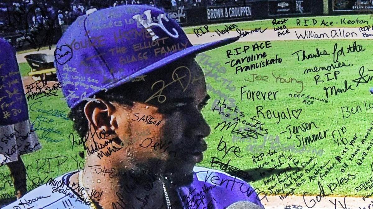 Messages fill a memorial board that includes photographs of Kansas City Royals pitcher Yordano Ventura at Friday’s Royals FanFest at Bartle Hall in Kansas City, Mo.