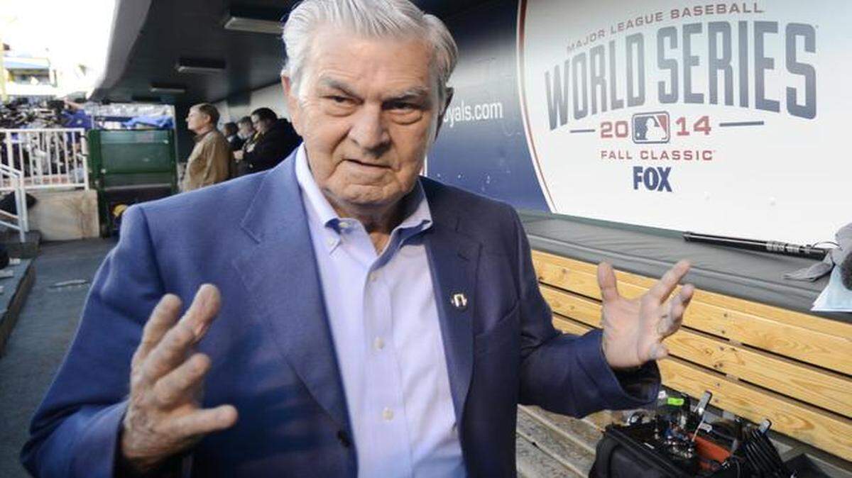 
Kansas City Royals owner David Glass, shown here at the World Series, says the club’s payroll is likely to rise in 2015: “The way it works, it’ll cost a lot more just to keep the team intact.” 
