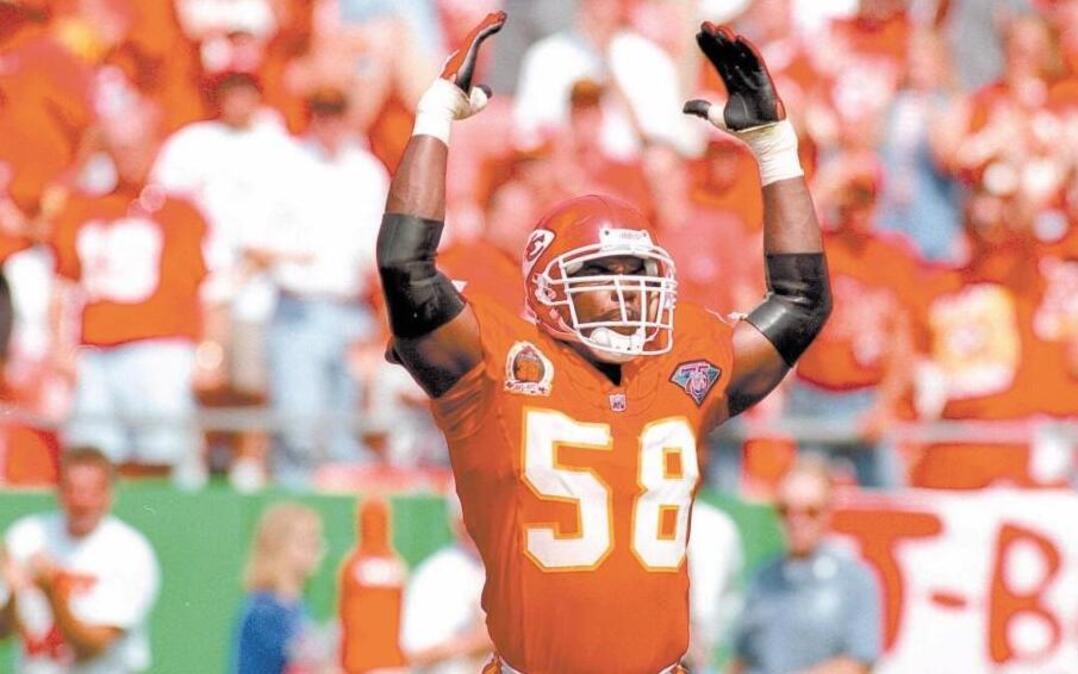Derrick Thomas had 126 1/2 career sacks with the Chiefs before he was paralyzed in an accident on Jan. 23, 2000. He died on Feb. 8, 2000, of a pulmonary embolism.