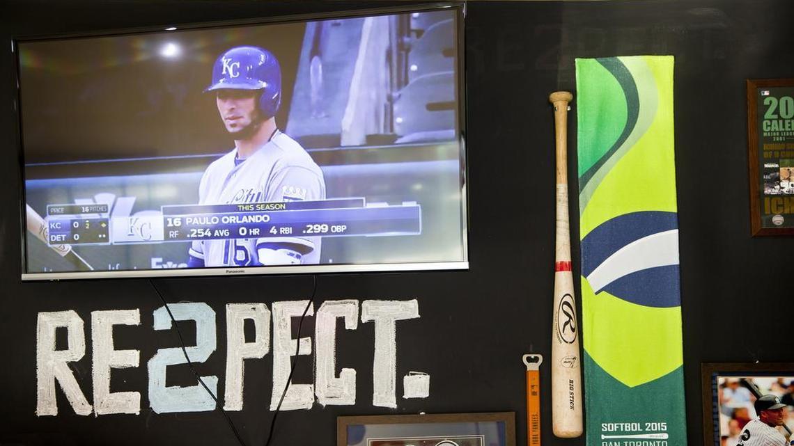 
The Captain Hamburguer & Conveniencia in Sao Paulo shows every Kansas City Royals baseball game, featuring local hero Paulo Orlando, the Royals’ rookie outfielder. 
