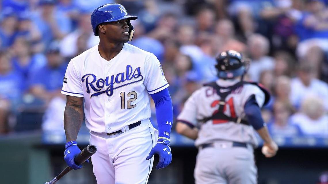 Kansas City Royals' Jorge Soler walks away from the plate after striking out in a game against the Minnesota Twins earlier this season at Kauffman Stadium in Kansas City, Mo.
