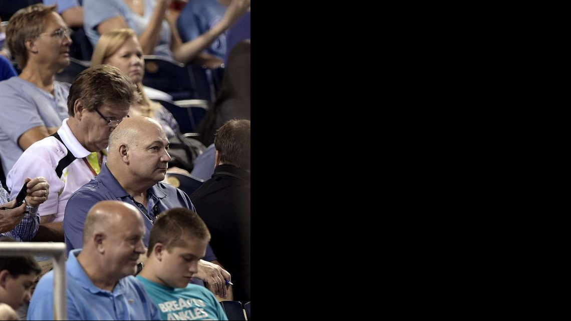 
Former Royals first baseman Steve Balboni (center) was back working at Kauffman Stadium in July — this time as a scout for the Giants.


