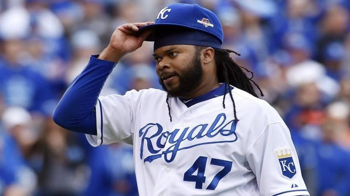 
Johnny Cueto had a bit of a rocky start during Friday’s Game 2 of the ALDS against Houston at Kauffman Stadium, but he settled down to pitch six innings.
