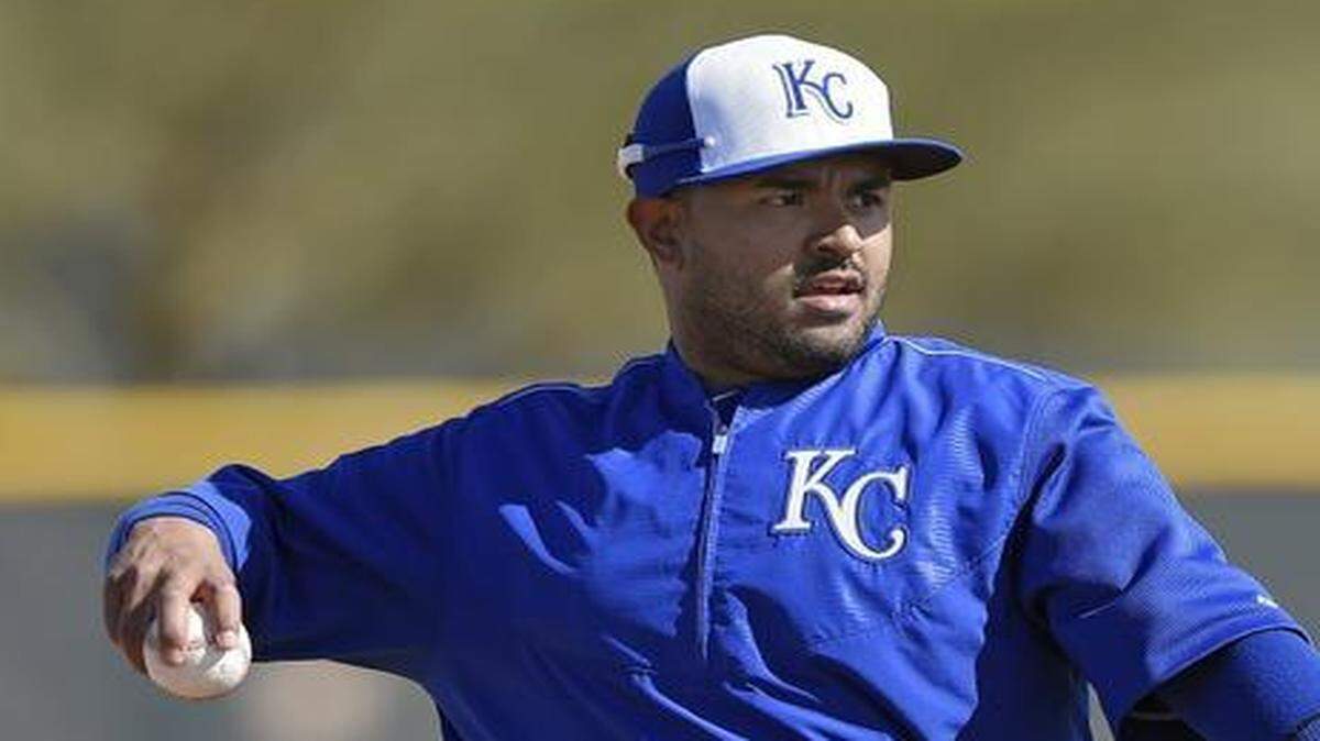 
Royals utility infielder Christian Colon practices during Thursday's spring training workout in Surprise, Ariz.
