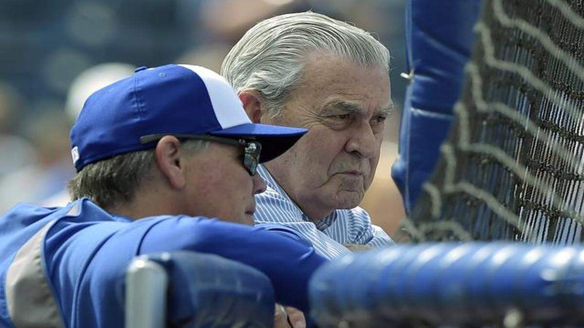 
KC Royals owner David Glass watched batting practice with manager Ned Yost before a Royals game against the New York Yankees on June 7, 2014, at Kauffman Stadium in Kansas City.
