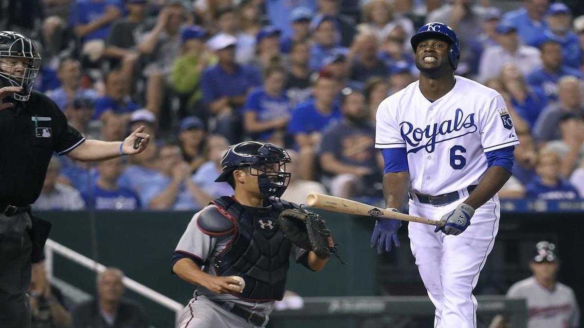 
Lorenzo Cain headed to the dugout in the eighth inning after striking out with runners on first and second base.
