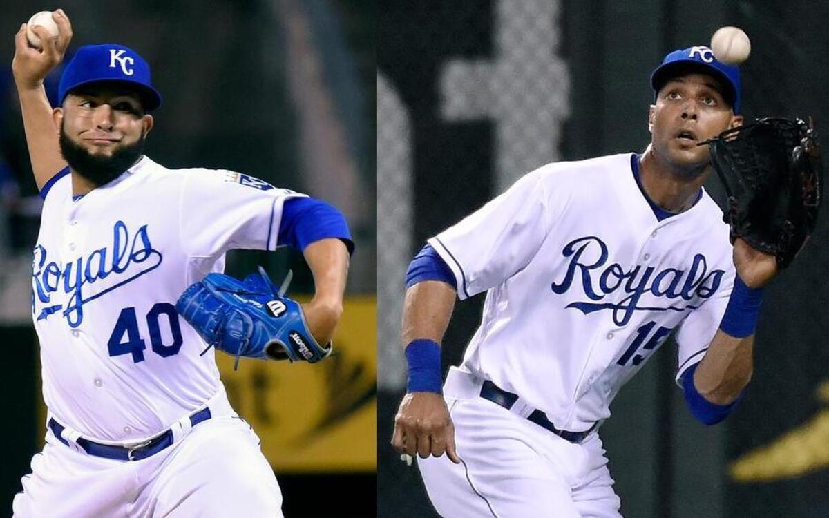 
All-Star relief pitcher Kelvin Herrera, left, and outfielder Alex Rios have the chickenpox and each could miss at least two weeks, team officials told The Star.
