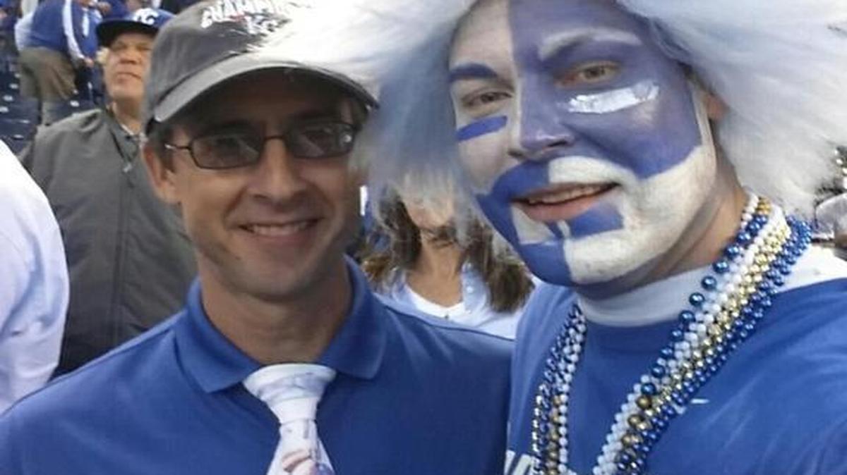 
Gavin McCollam wore his lucky tie to the World Series last year and got his picture taken with a fan who might be even crazier about the Royals than he is.
