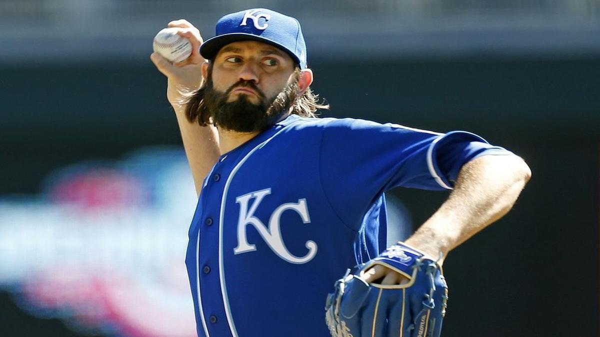 Kansas City Royals pitcher Jason Hammel delivered a pitch against the Minnesota Twins in the first inning on Thursday, April 6, 2017, in Minneapolis.