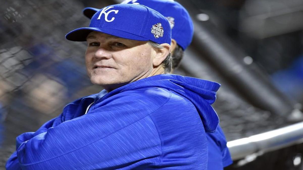 Ned Yost watched batting practice before Game 4 of the World Series on Saturday at Citi Field in New York.