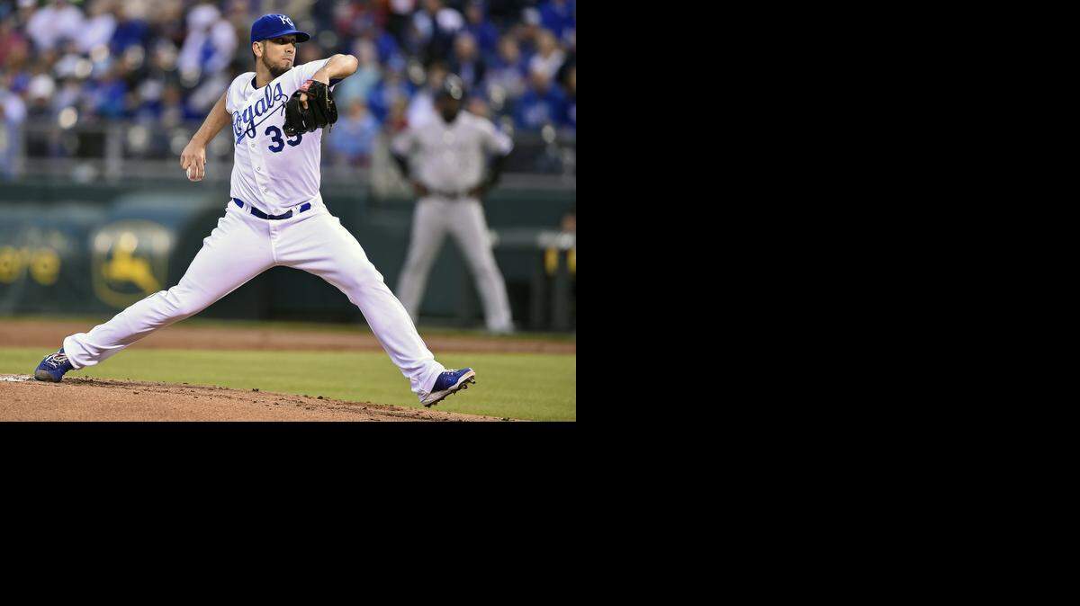 
Kansas City Royals starting pitcher James Shields (33) throws in the first inning during Monday's baseball game against the Chicago White Sox on September 15, 2014 at Kauffman Stadium in Kansas City, Mo.
