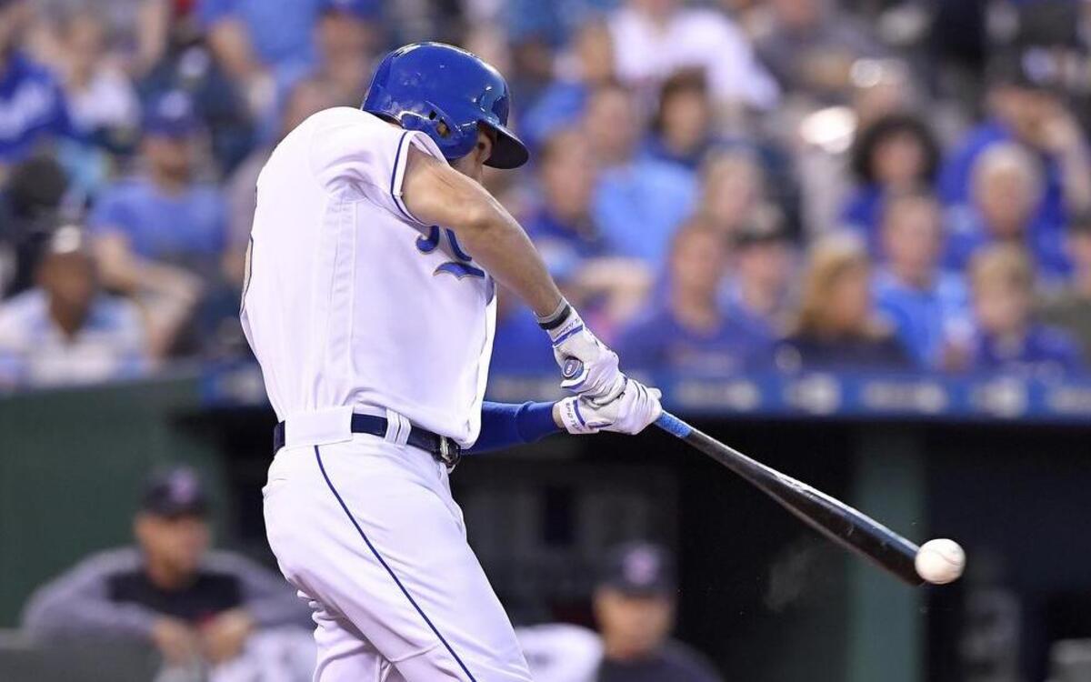 Kansas City Royals first baseman Eric Hosmer connected on a double during the third inning of Friday's game against the Cleveland Indians at Kauffman Stadium in Kansas City, Mo.