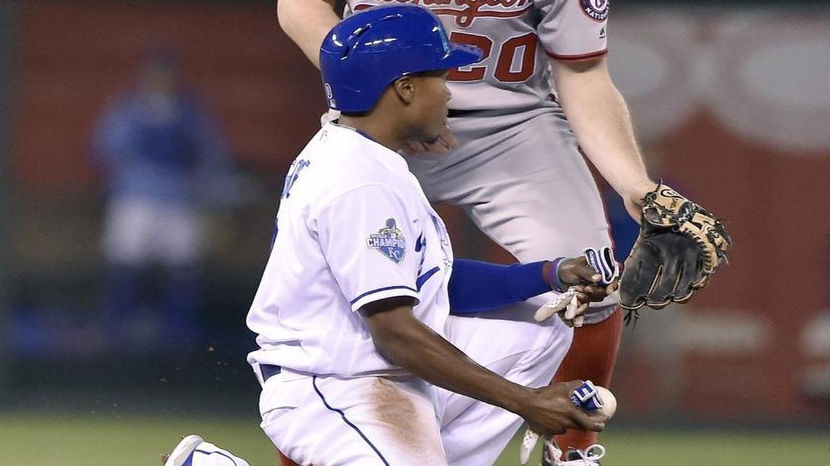 Royals pinch-runner Terrance Gore stole second in the ninth inning Tuesday night against the Washington Nationals. The Royals made room for a pending roster addition on Wednesday afternoon, optioning the outfielder and pinch-running specialist to Class AA Northwest Arkansas in the hours after a 13-2 loss to the Washington Nationals at Kauffman Stadium.