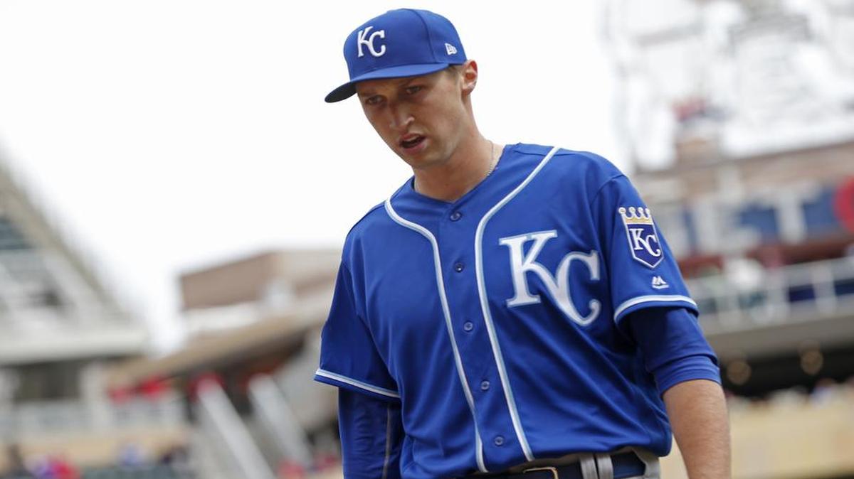 Royals relief pitcher Matt Strahm headed to the dugout after he was replaced following a three-run home run by Minnesota Twins' Eduardo Escobar in the seventh inning onWednesday, April 5, 2017, in Minneapolis. The Twins won 9-1.