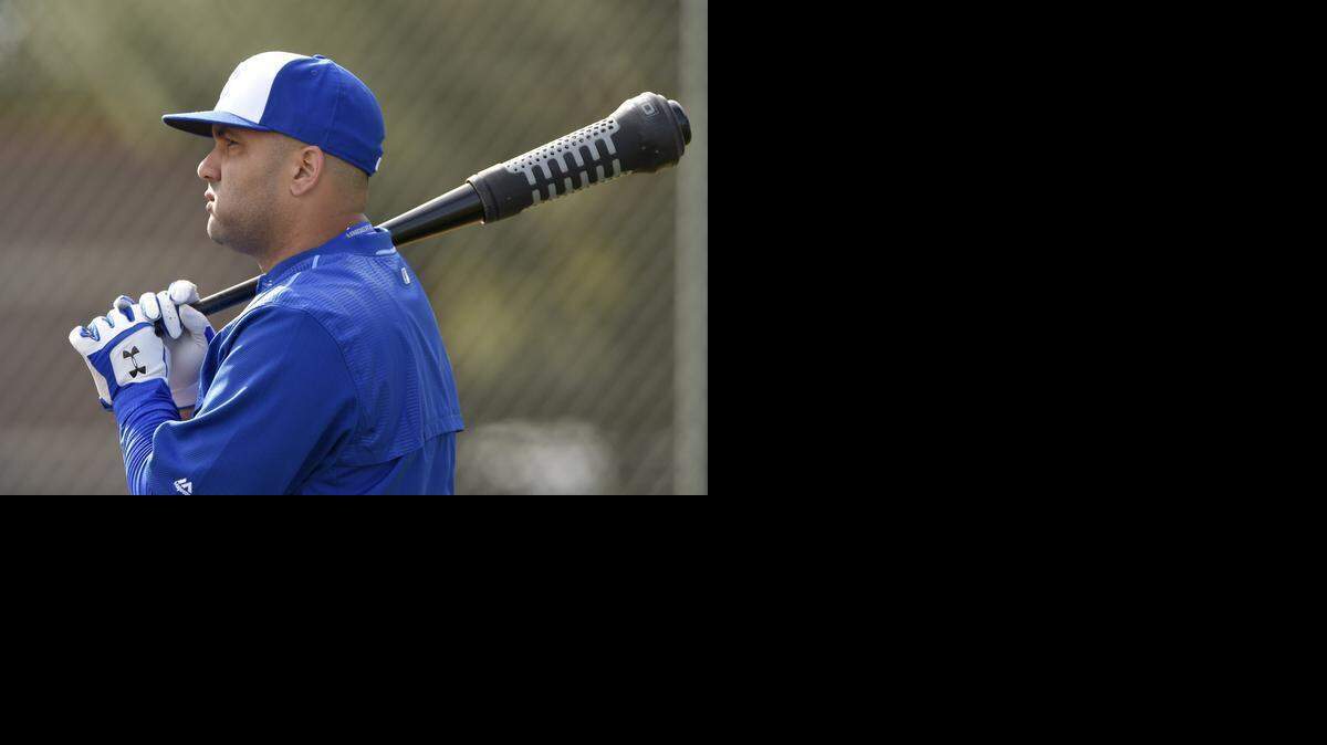 
Royals infielder Kendrys Morales made it to his first day of camp during Tuesday's Royals spring training on February 21, 2015, in Surprise, Ariz.
