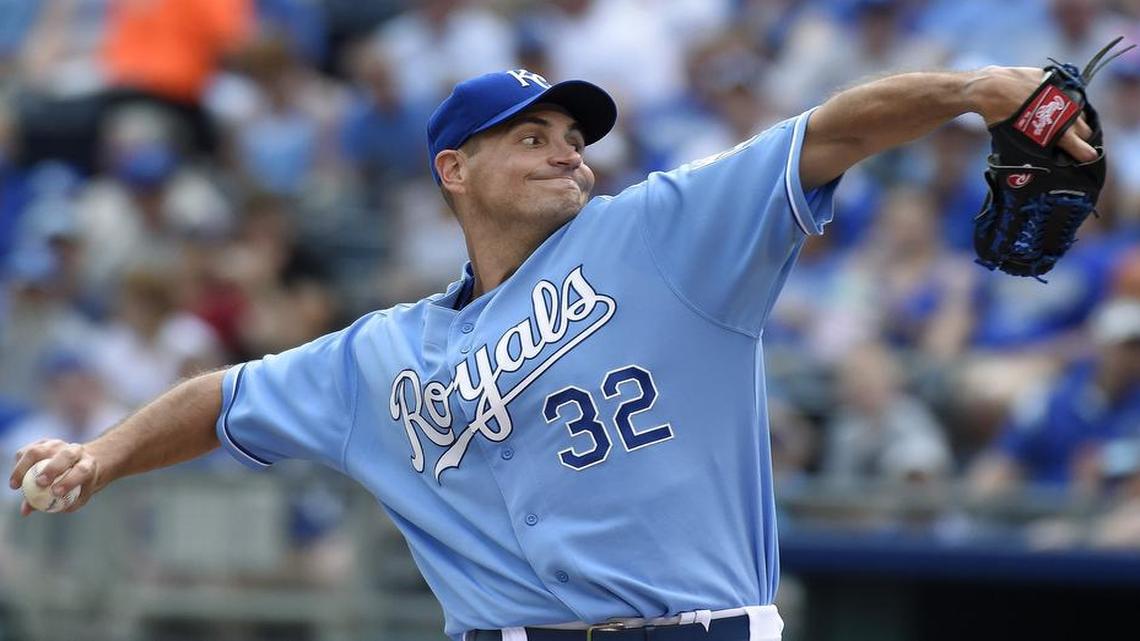 
Royals pitcher Chris Young (32) throws against the Red Sox during their June 21 baseball game at Kauffman Stadium.
