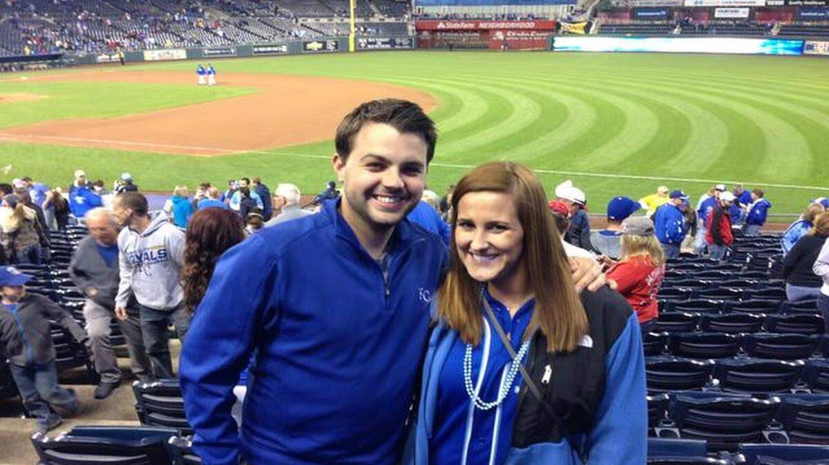 
Brad Mertel, who was two months old when he attended game seven of the 1985 World Series, is soon expecting a son with his wife, Stephanie. 
