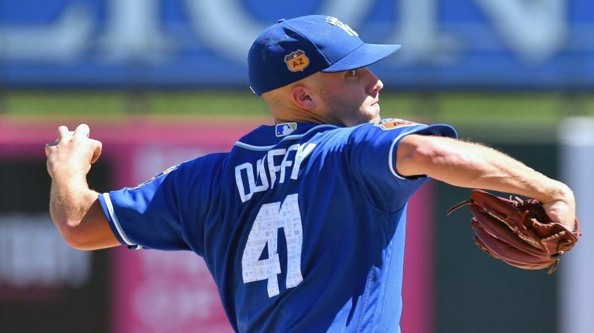 Kansas City Royals starting pitcher Danny Duffy throws during spring training.