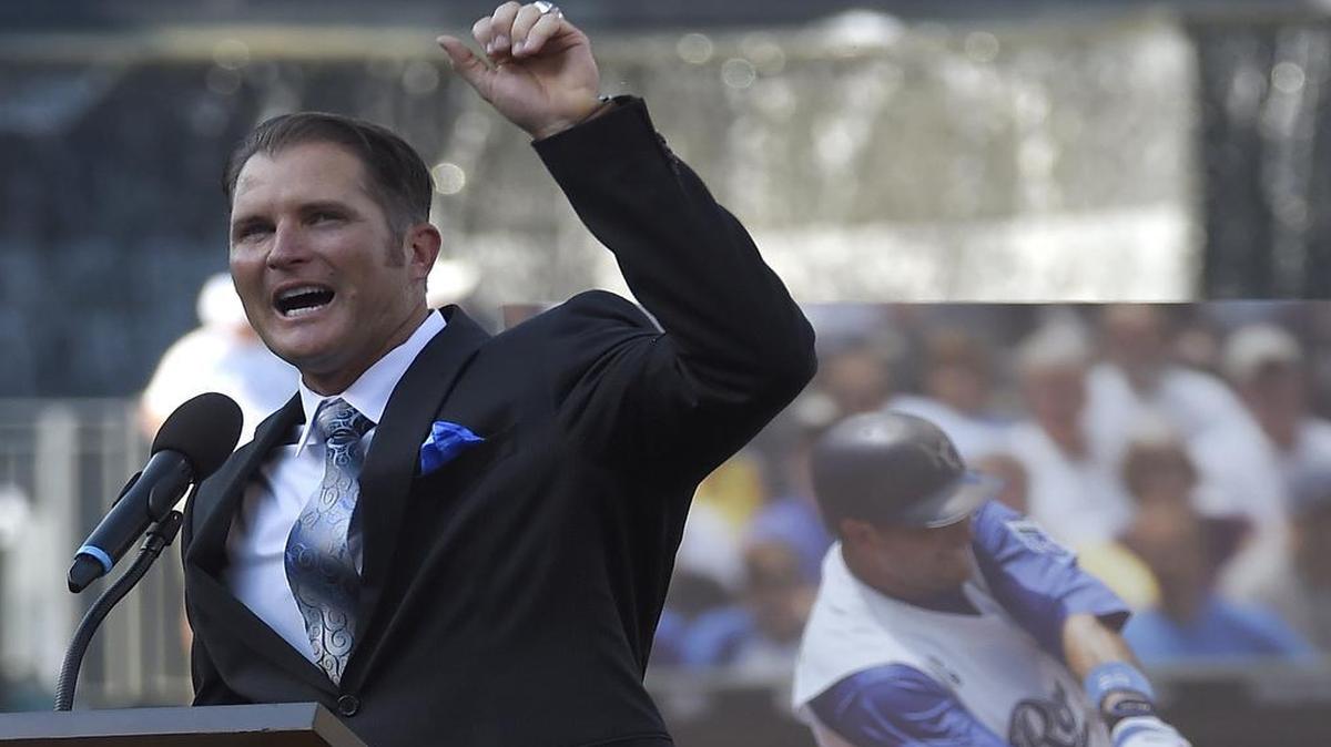 
During a tearful speech that stretched for close to 20 minutes, Royals Hall of Fame inductee Mike Sweeney thanked his family and also shared the story of how his career started.
