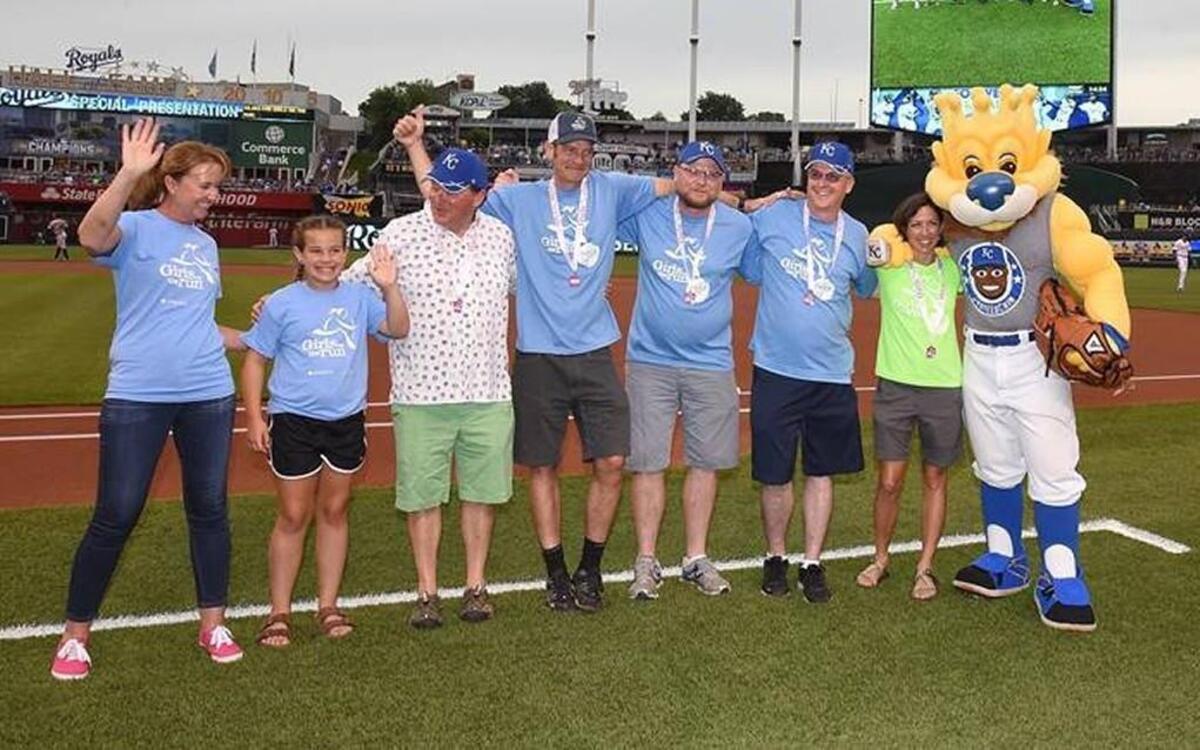 The riders for Girls on the Run took to the field at Kauffman Stadium on Friday night before the Royals game against the Houston Astros.