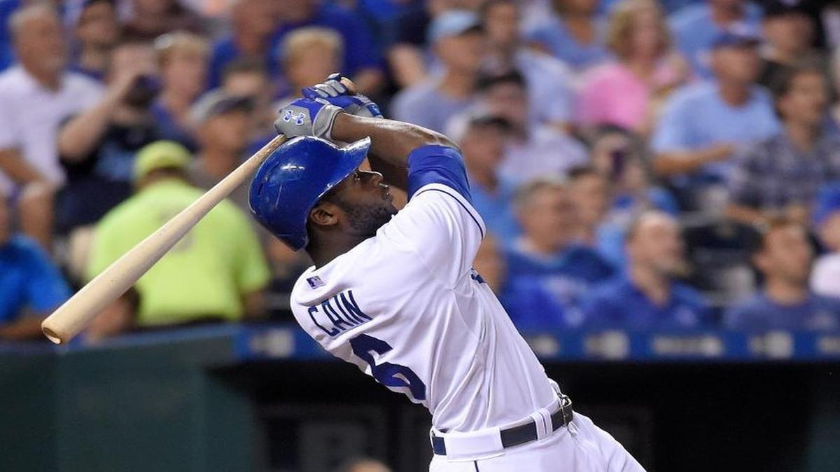 
The Royals' Lorenzo Cain follows through on a three-run homer in the second inning of Thursday's baseball game against the Tigers at Kauffman Stadium.
