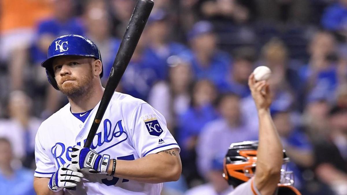 Kansas City Royals designated hitter Brandon Moss headed to the dugout after striking out in the 11th inning of Tuesday’s game.