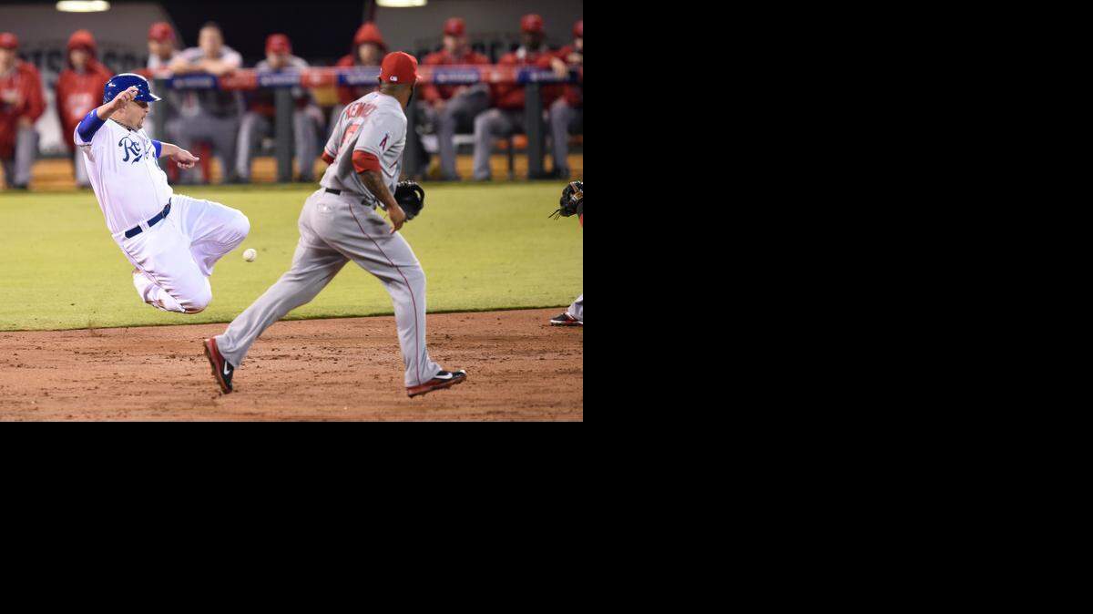 
With Alex Gordon at the plate, Kansas City’s Billy Butler made a surprise move in a series full of shockers by stealing second base, beating the throw from Angels catcher Chris Iannetta on Sunday at Kauffman Stadium. 
