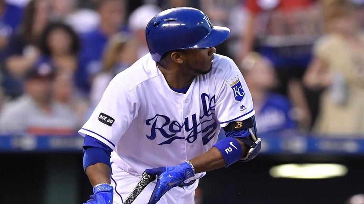 Royals shortstop Alcides Escobar, who was moved to eighth in the batting order Monday, dropped down a bunt single that scored Mike Moustakas in the fourth inning against the Astros at Kauffman Stadium.