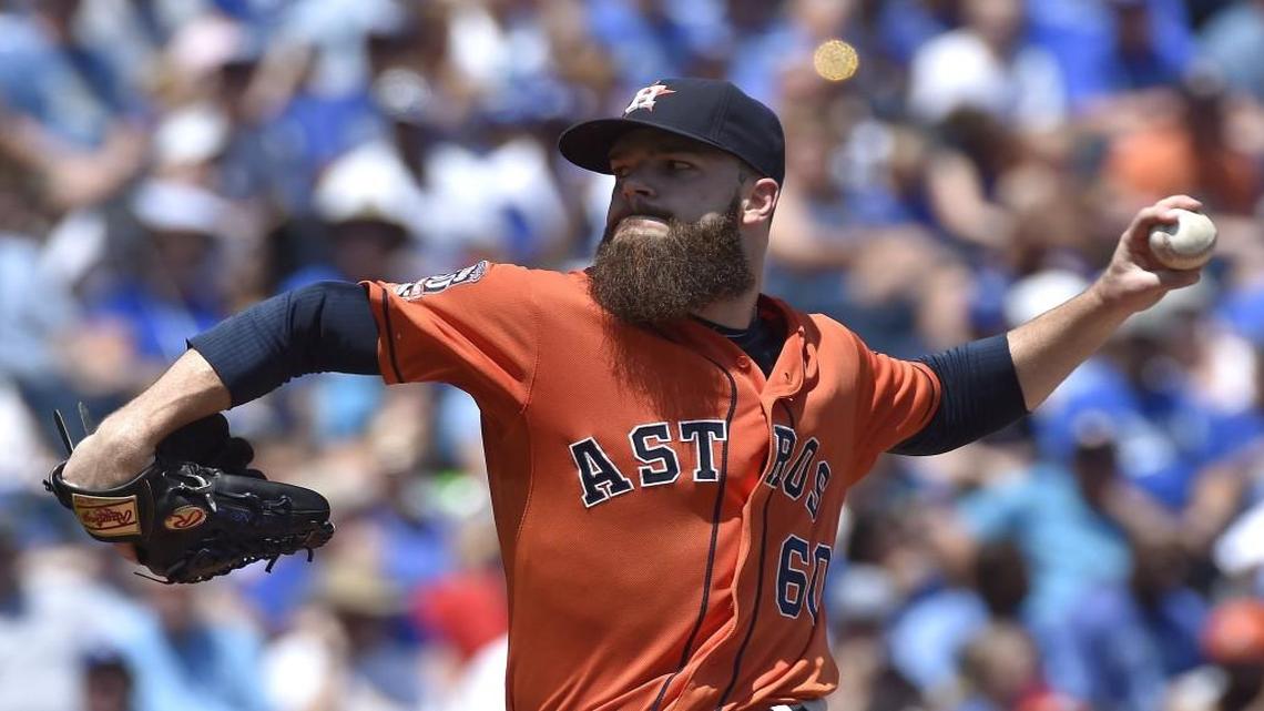 
Houston Astros starting pitcher Dallas Keuchel struggled against the Royals during a July 26 game at Kauffman Stadium.
