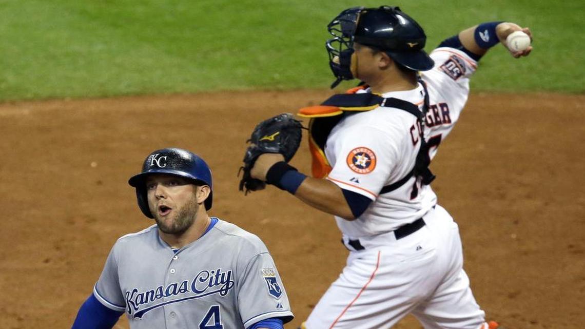 
Alex Gordon’s frustration was evident as he headed for the dugout after striking out in the fourth inning Tuesday night against the Astros in Houston. The Astros won the game 4-0.
