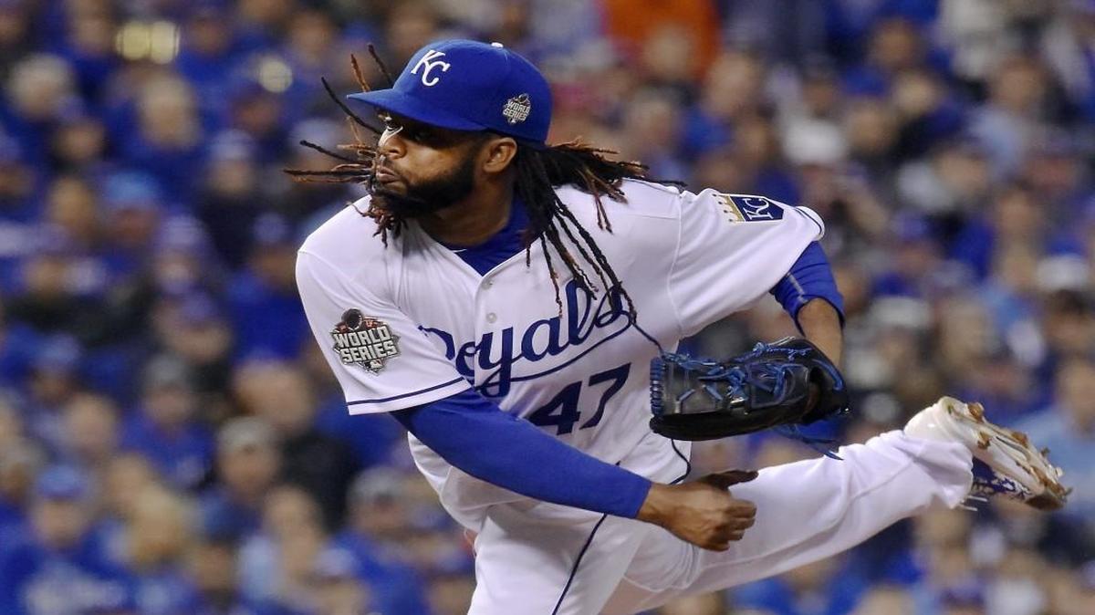 Johnny Cueto’s stay with the Royals including a victory in Game 2 of the World Series this year.