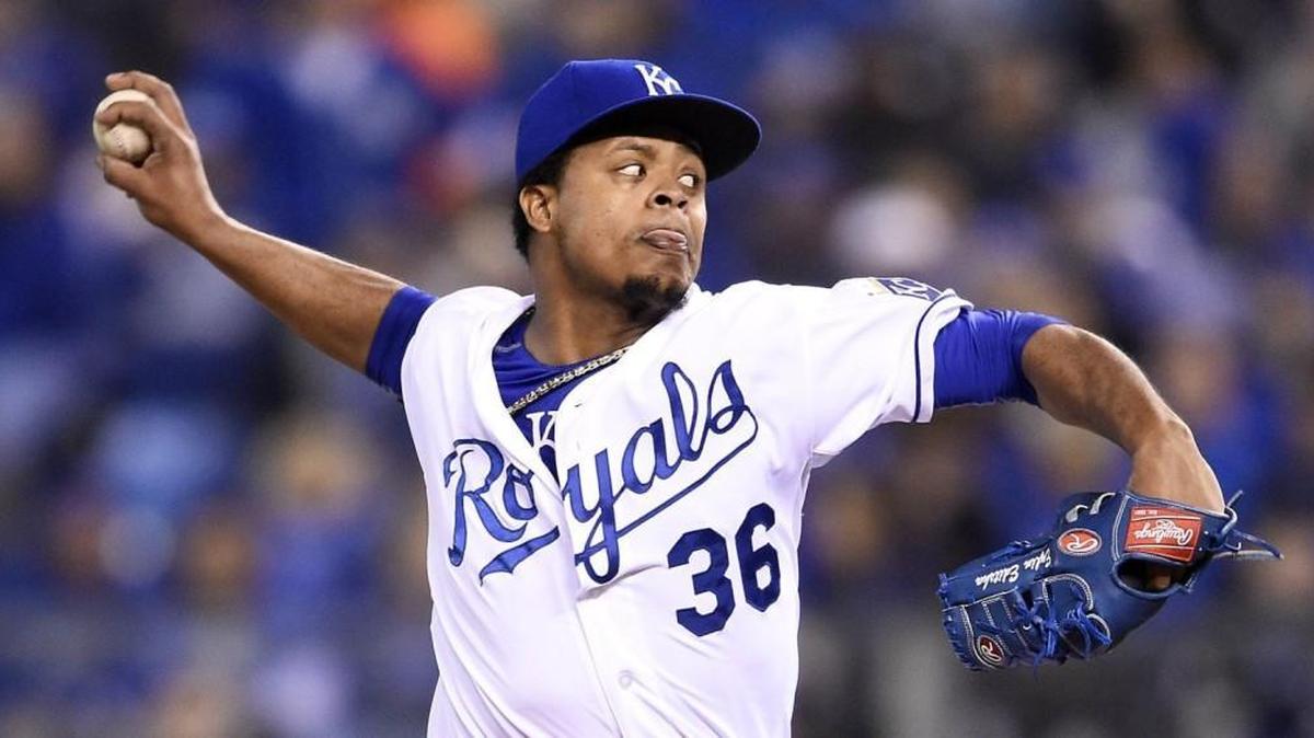 Royals starter Edinson Volquez pitched six scoreless innings against the Blue Jays in the ALCS opener.