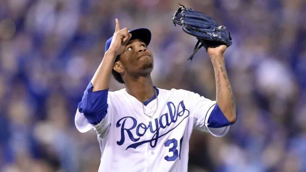 Royals pitcher Yordano Ventura paid tribute to fellow Dominican major-leaguer Oscar Taveras during Game 6 of the 2014 World Series against the Giants. Taveras, a Cardinals outfielder, died just before the game.